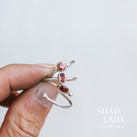 Ring SILVER ROSE SPIRAL aus Silber mit rosa Turmalin (Größe 55, verstellbar)