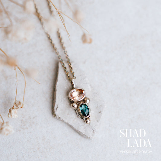 Kette GOLDEN JUNGLE aus Gold und Silber mit Turmalinsteinen