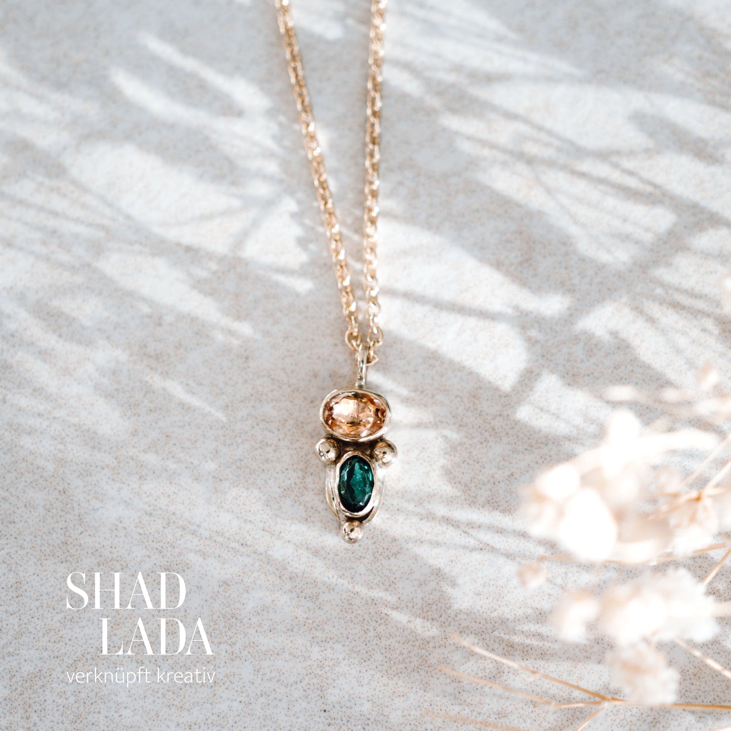 Kette GOLDEN JUNGLE aus Gold und Silber mit Turmalinsteinen