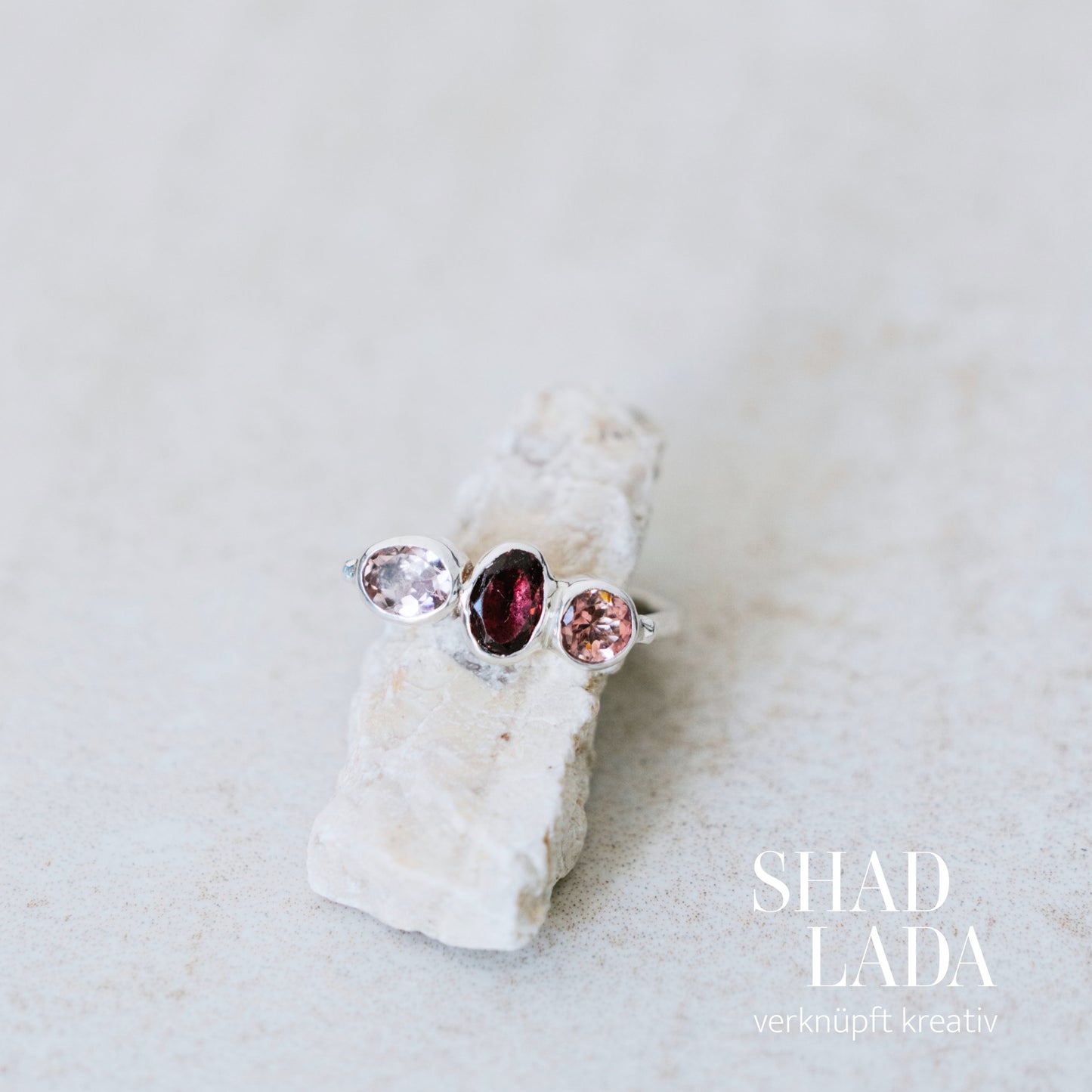 Ring ROSE SILVER aus Silber mit Turmalinen (Größe 51)