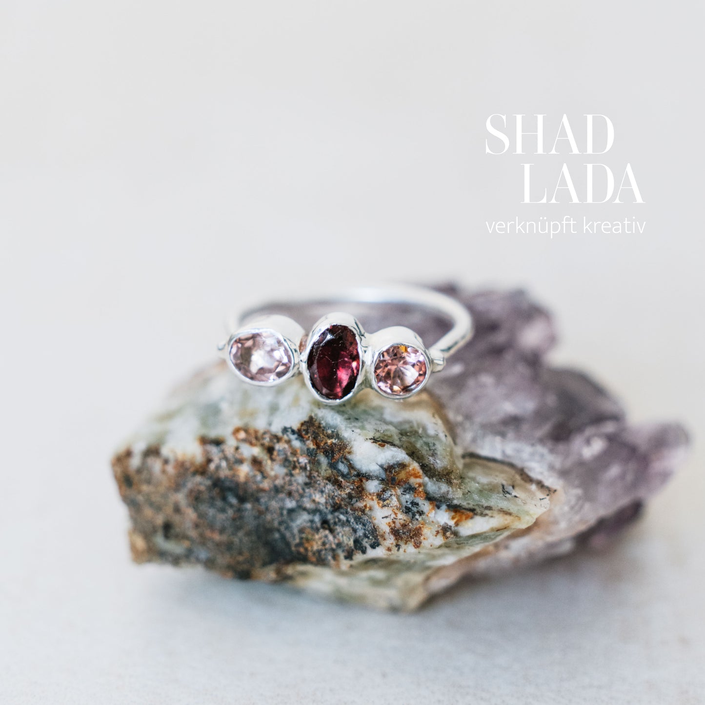 Ring ROSE SILVER aus Silber mit Turmalinen (Größe 51)