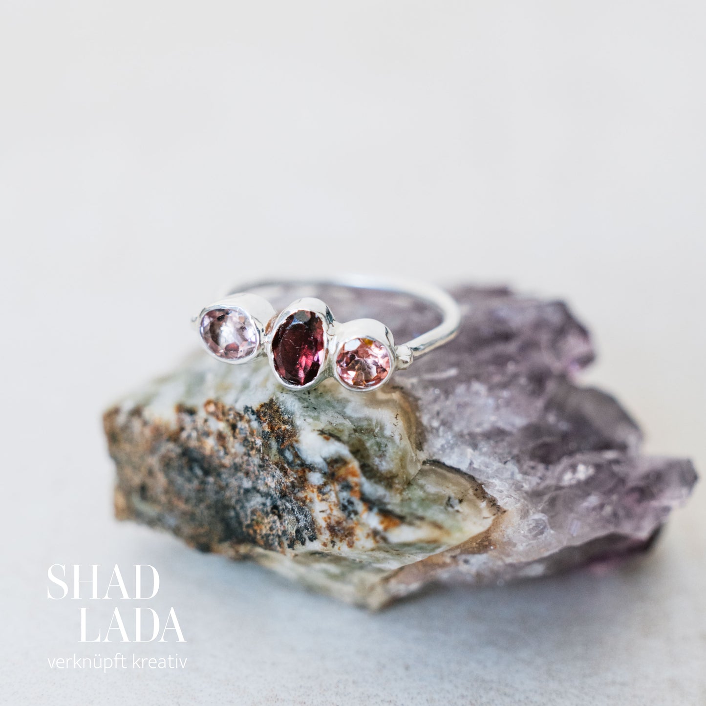 Ring ROSE SILVER aus Silber mit Turmalinen (Größe 51)