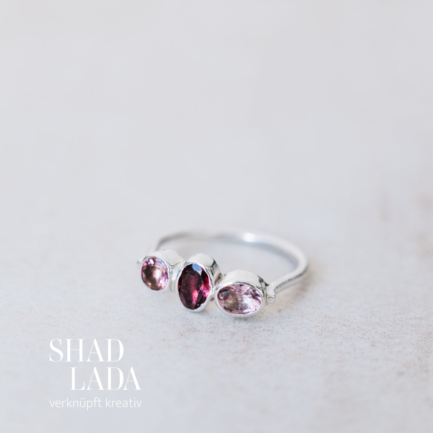 Ring ROSE SILVER aus Silber mit Turmalinen (Größe 51)