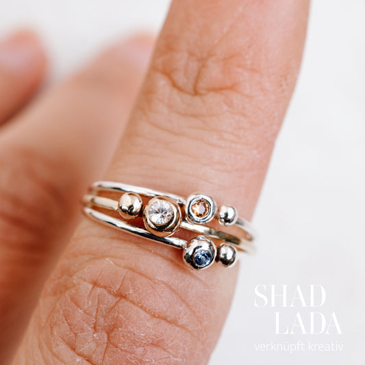 Ring SILVER ORANGE SPHERE aus Silber und Saphir in Orange (Größe 52)