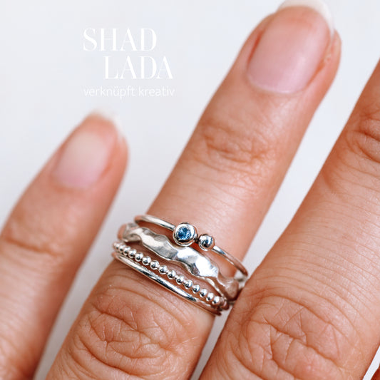 Ring SILVER LINE & SILVER DOTS aus Silber (Größe 50)