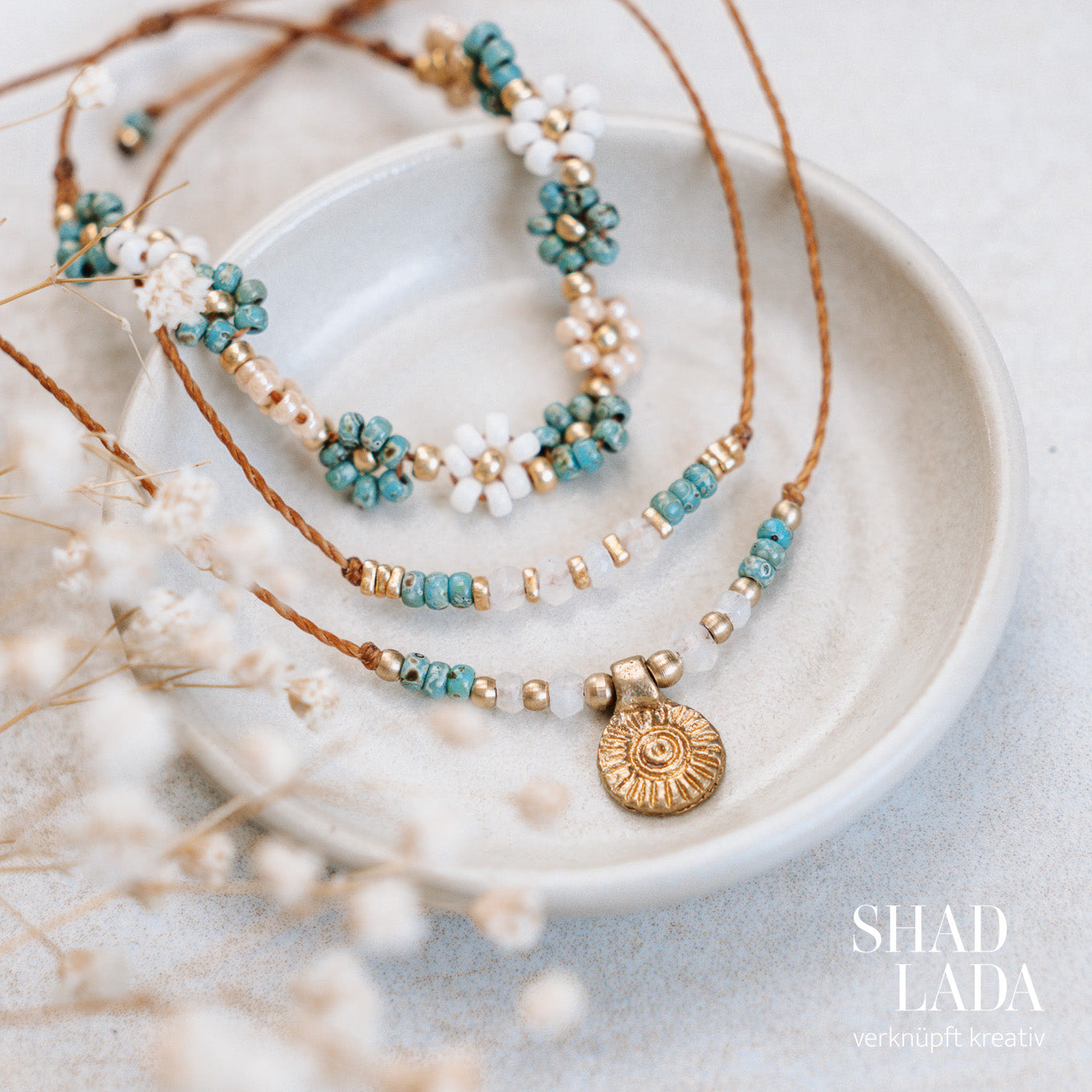 Makramee Schmuckset, Kette und Armbänder