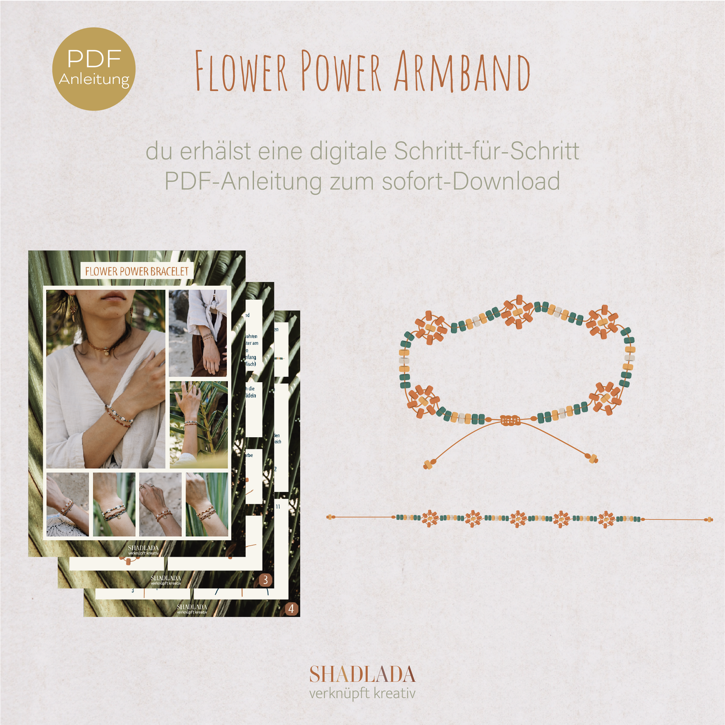 PDF Anleitung Armband FLOWER POWER