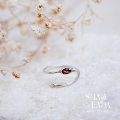 Ring SILVER ROSE SPIRAL aus Silber mit rosa Turmalin (Größe 55, verstellbar)