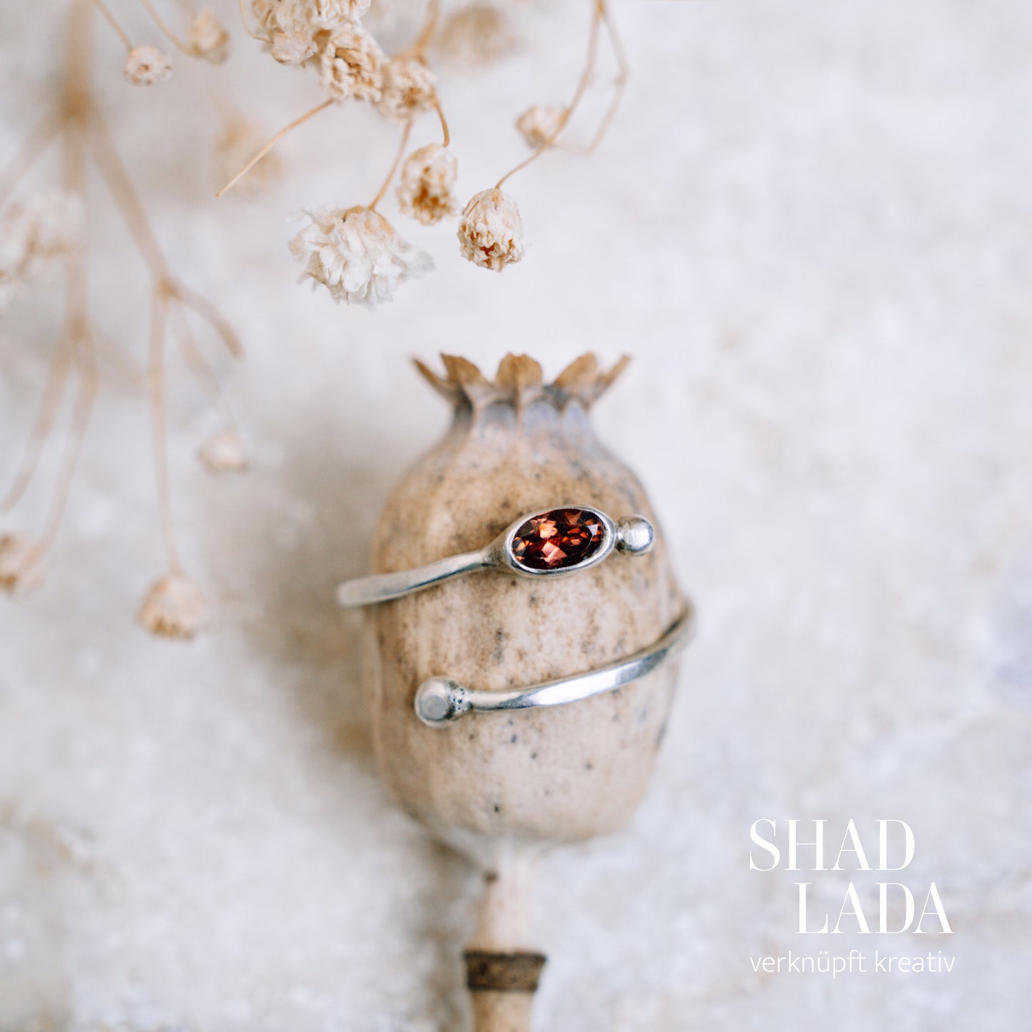 Ring SILVER ROSE SPIRAL aus Silber mit rosa Turmalin (Größe 55, verstellbar)