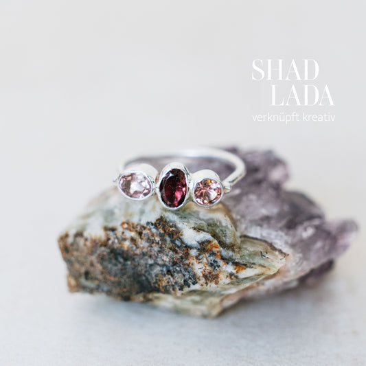 Ring ROSE SILVER aus Silber mit Turmalinen (Größe 51)