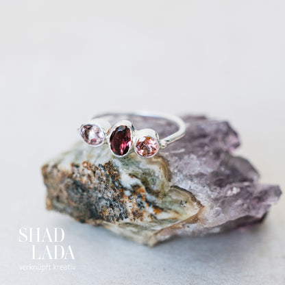 Ring ROSE SILVER aus Silber mit Turmalinen (Größe 51)