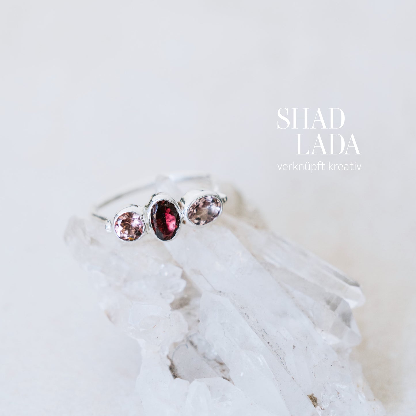 Ring ROSE SILVER aus Silber mit Turmalinen (Größe 51)