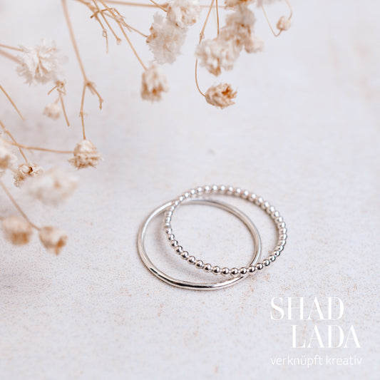 Ring SILVER LINE & SILVER DOTS aus Silber (Größe 50)